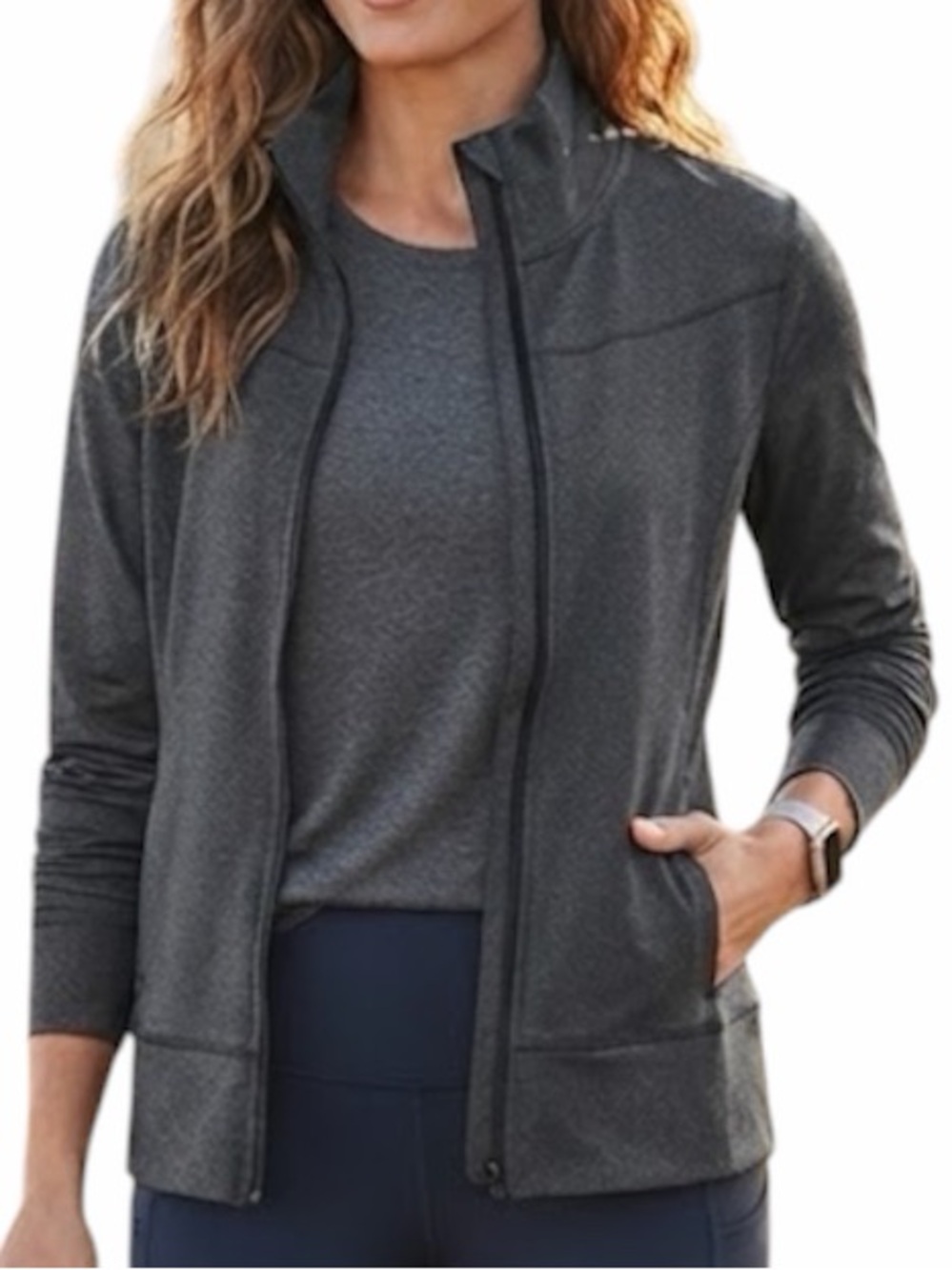 JOE FRESH Active Zip Jacket With Long Sleeves & Pockets Charcoal XL Gorpcore